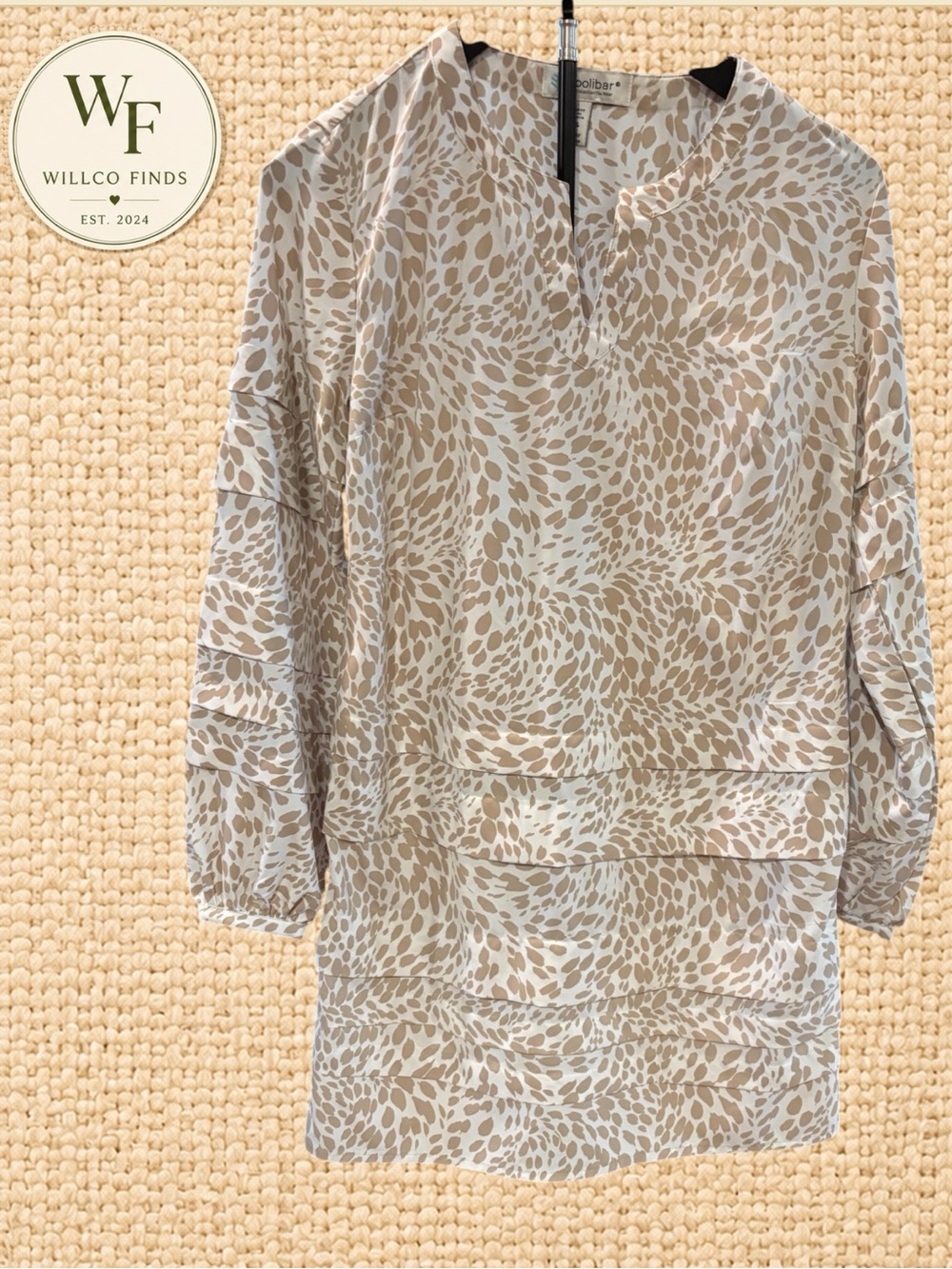 Coolibar Women’s Size S UPF 50+ Beige Animal Print Long Sleeve Dress